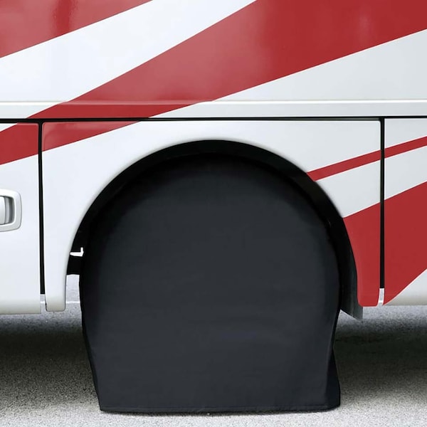 Superior Electric RV Trailer Black Vinyl Tire Cover Pair for Size 36 Inch- 39 Inch (Set of 2) RVA1609 - main